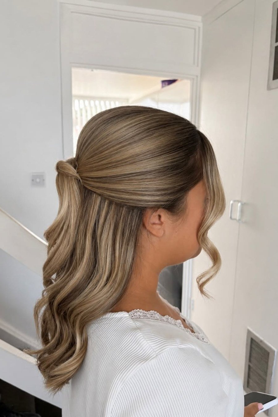 Half-Up with Face-Framing Layers — half up half down hairstyles for women