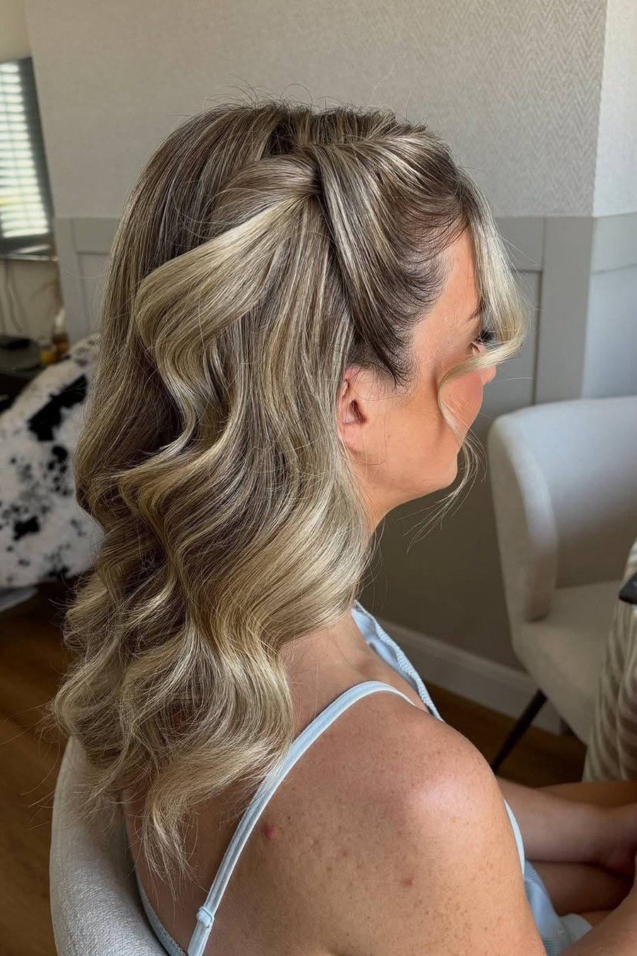 Half-Up with Loose Waves — half up half down hairstyles for women