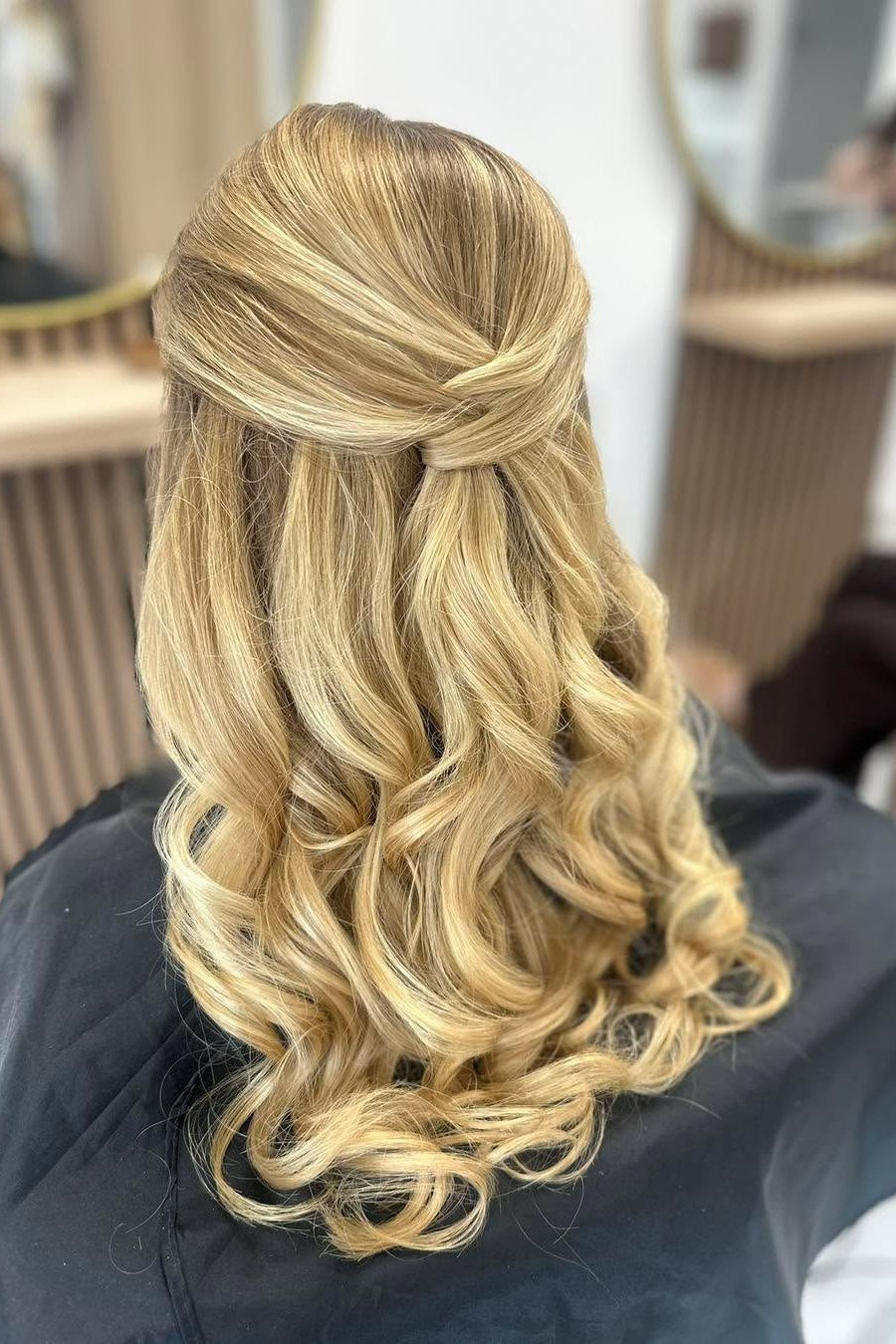 Half-Up Pinned-Back Curls — half up half down hairstyles for women