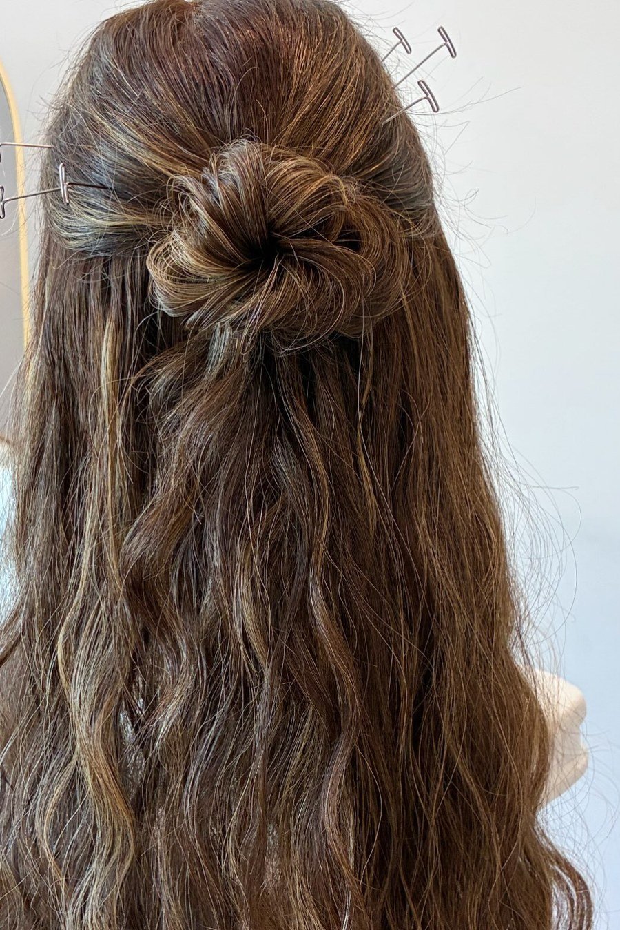 Half-Up Mini Bun Topper — half up half down hairstyles for women