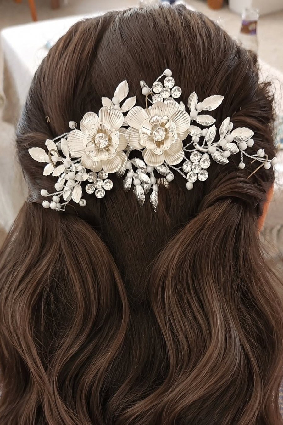 Half-Up with a Jewel Hair Vine — half up half down hairstyles for women