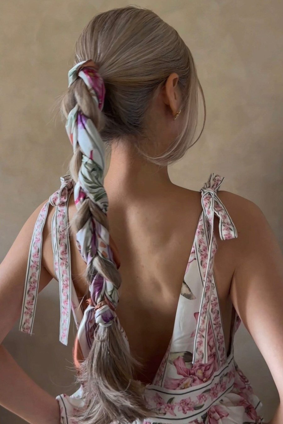 Half-Up with a Silk Scarf — half up half down hairstyles for women