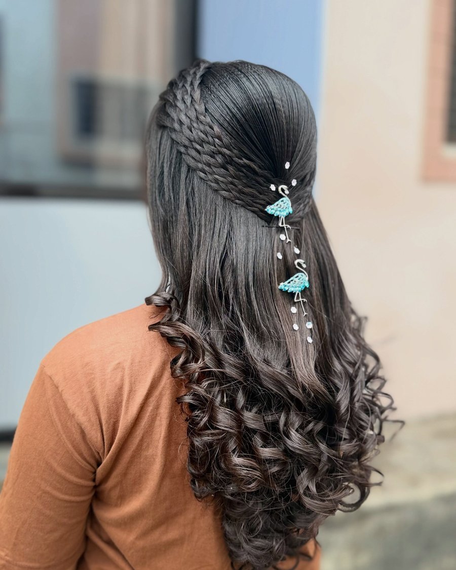 Braided Half-Up Crown - holiday hairstyle idea for women