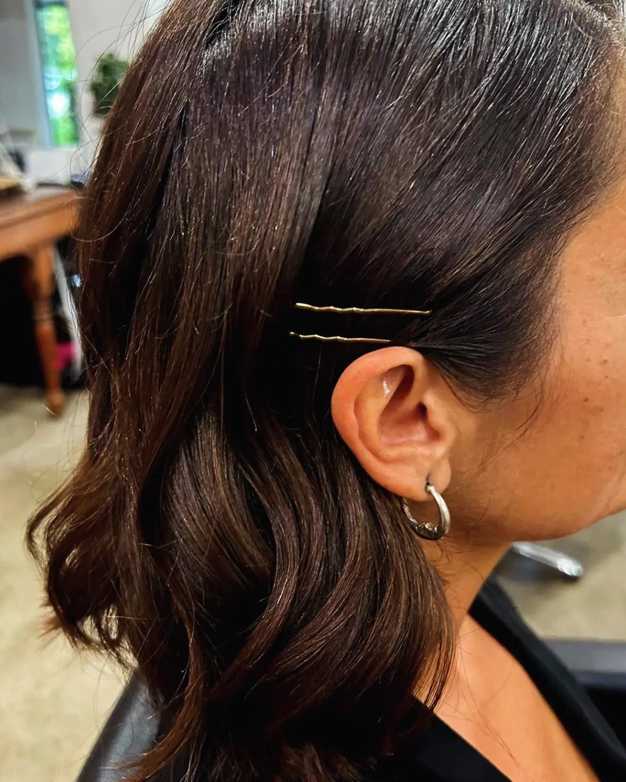 Wavy Bob with Festive Pins - holiday hairstyle idea for women