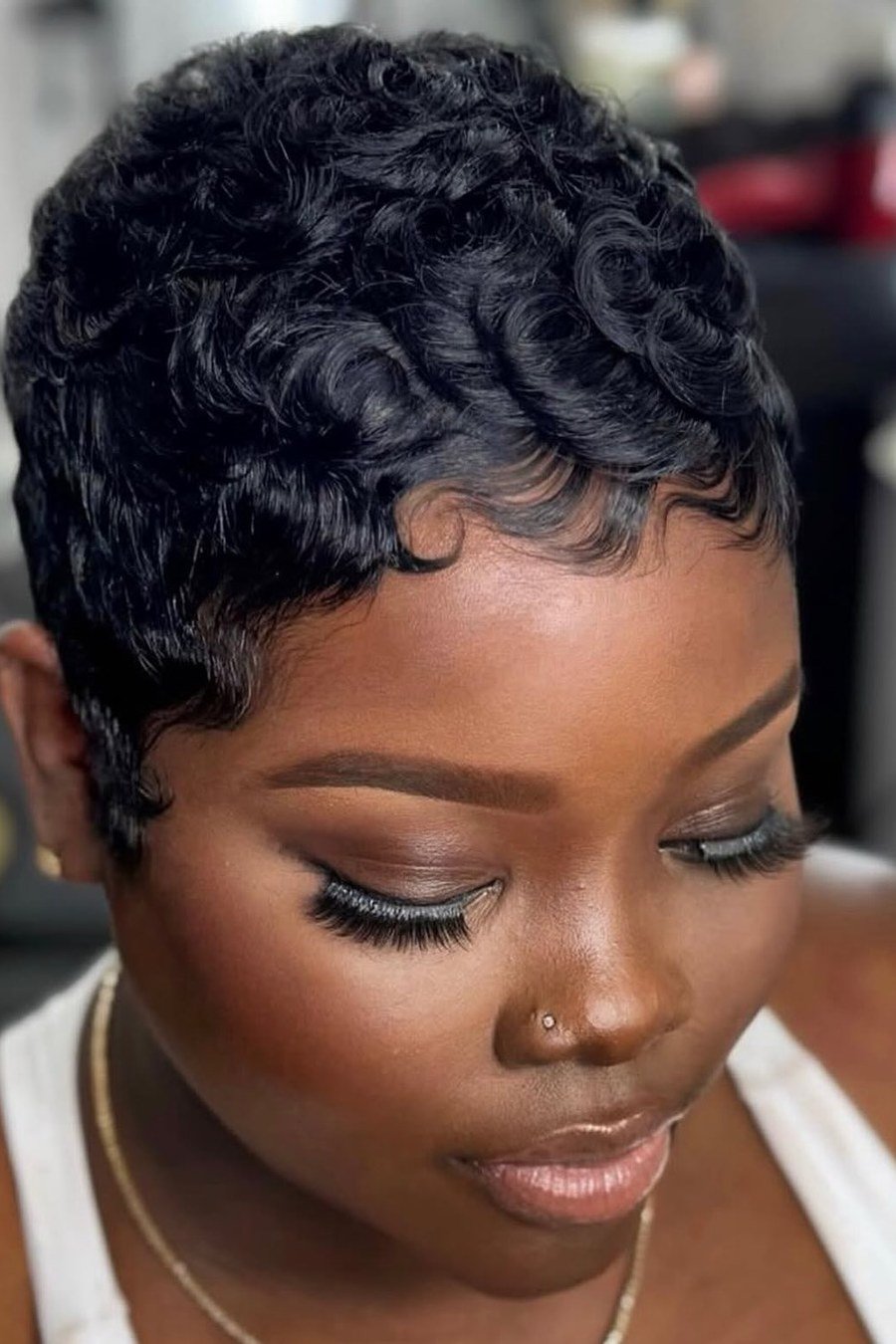 Textured Curly Crop - layered short curly haircuts