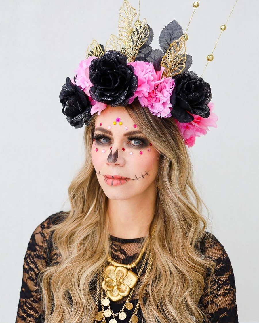 Day of the Dead Flower Crown Braid - halloween hairstyle