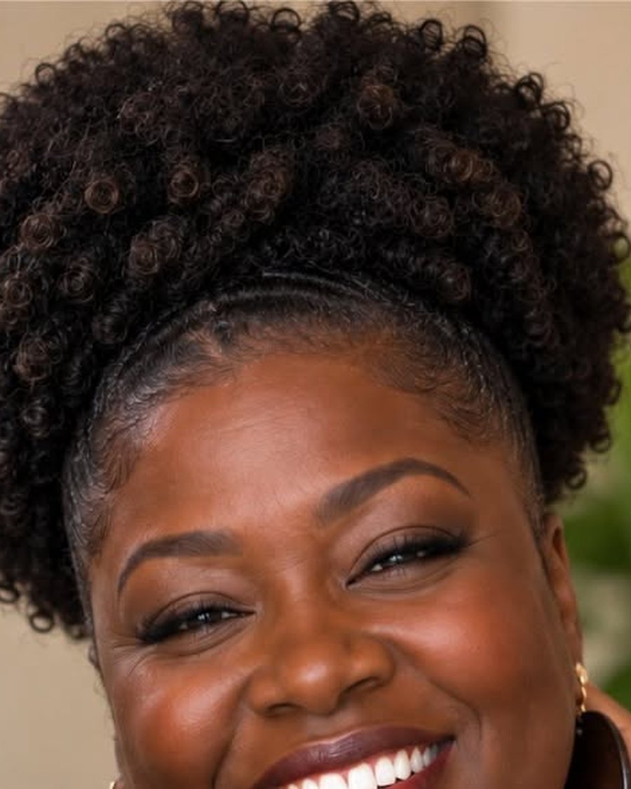 Voluminous Curly Fro with Moon Hairpins - witch hairstyles idea