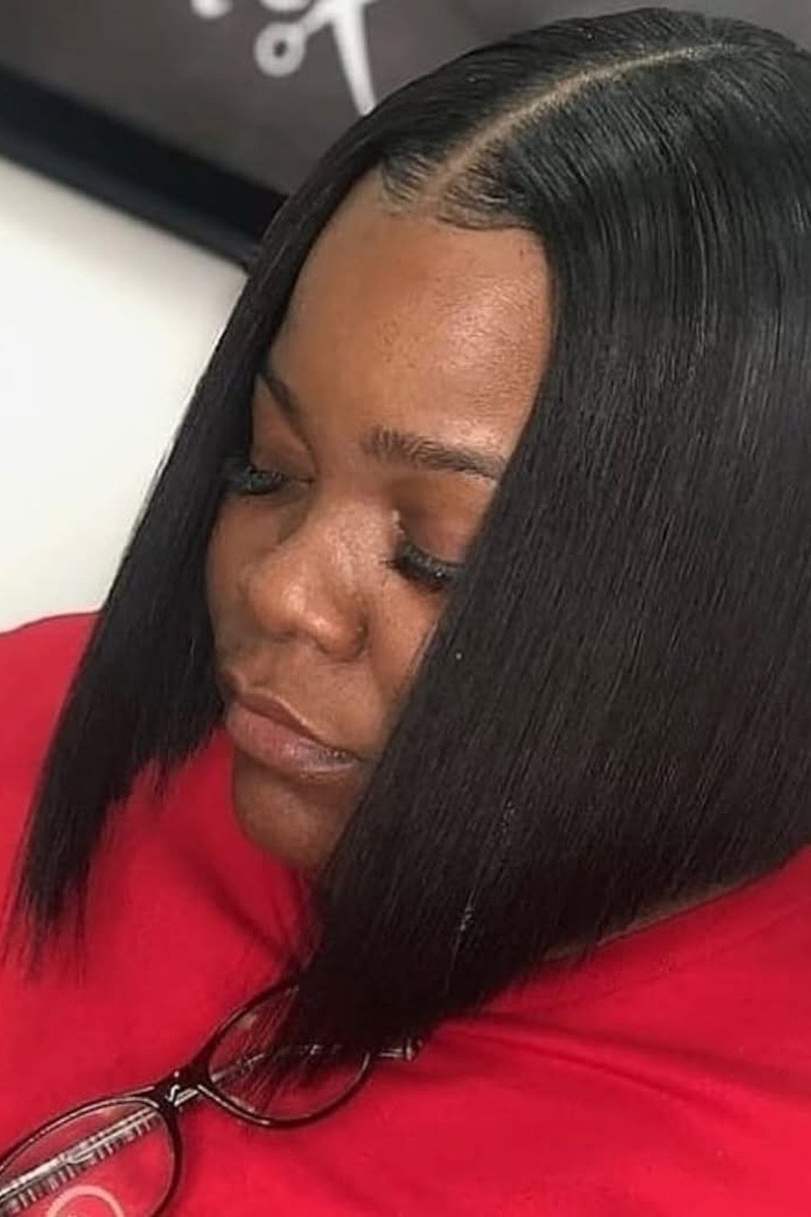 Ear-Length Bob with Middle Part — low maintenance black woman ear length short bob