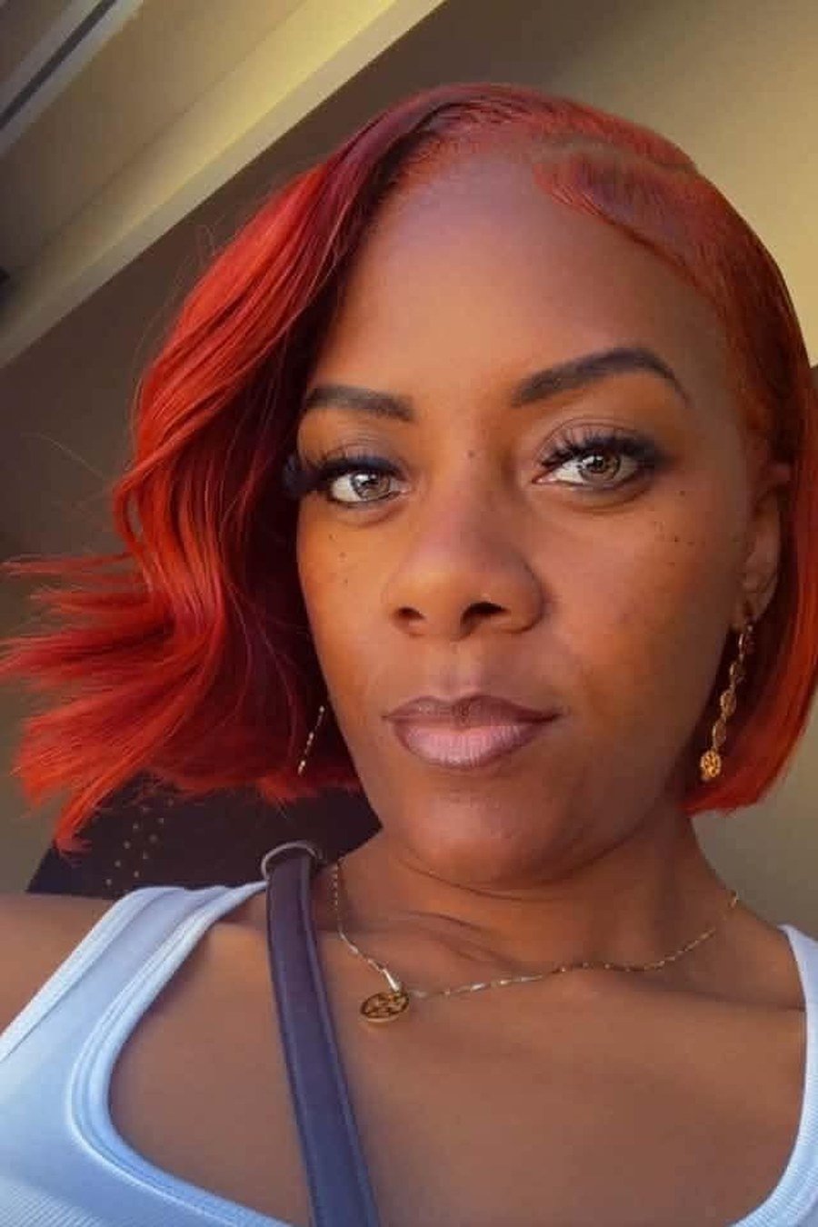 Copper Ear-Length Bob — low maintenance black woman ear length short bob