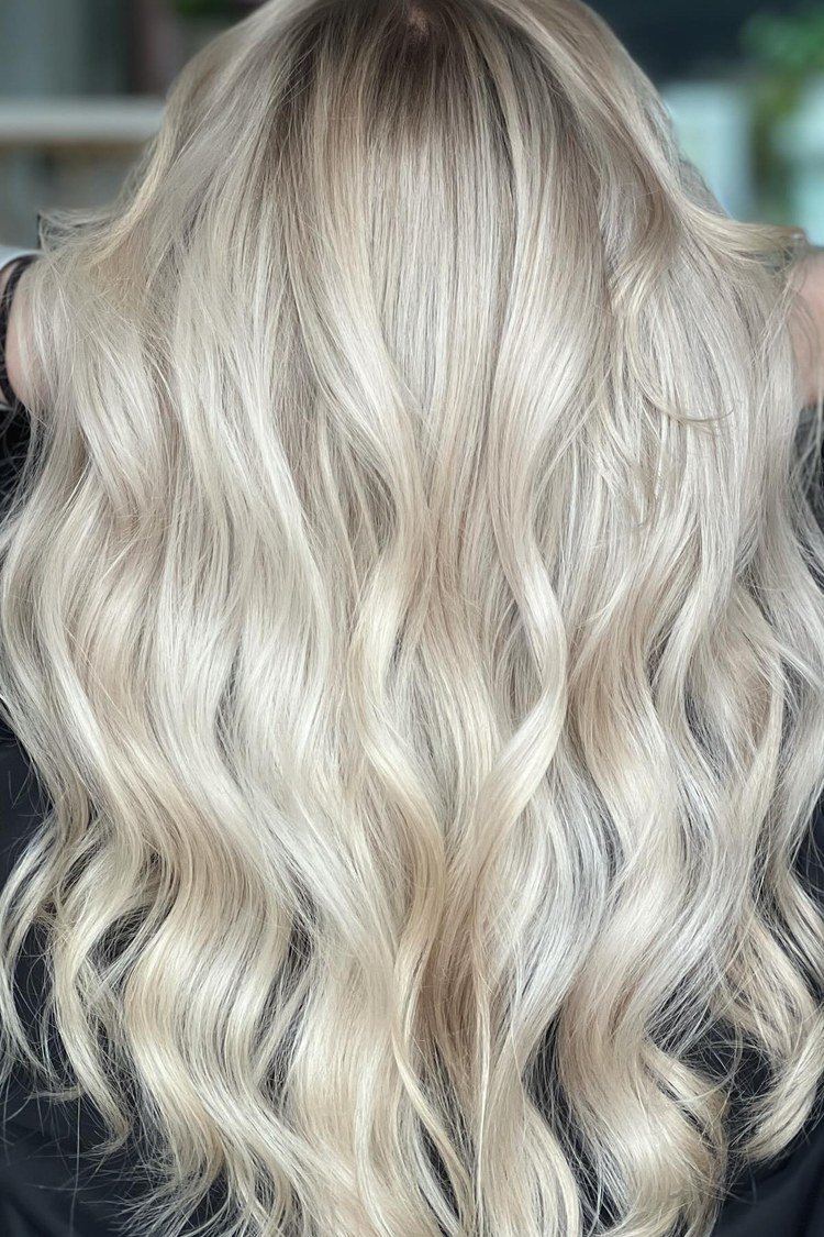 Champagne and pale gold toned platinum highlights glowing
