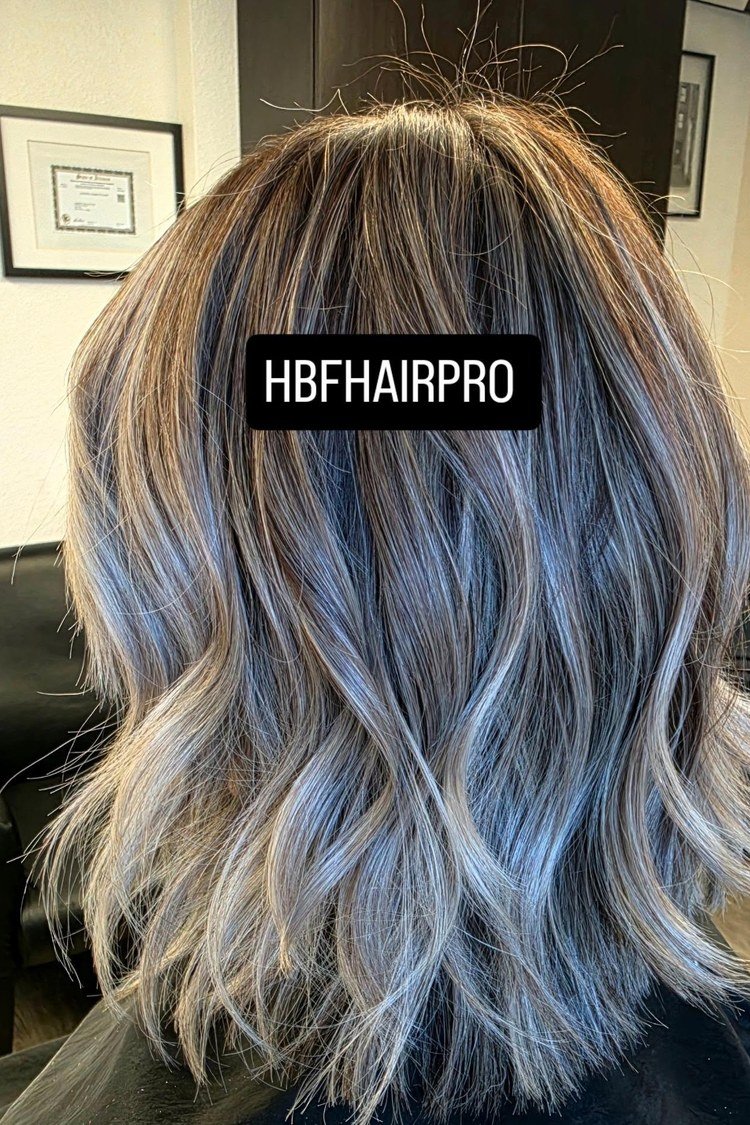 Dimensional platinum blonde highlights